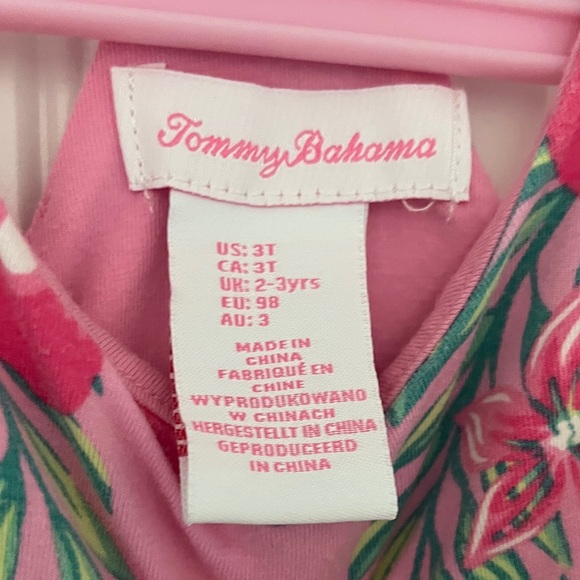 Tommy Bahama Kids Dress in Pink and Green Floral - Picture 2 of 3